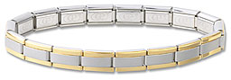 Gold Trim Italian Charm Bracelet 6mm Stainless Steel Modular Links