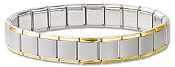 Gold Trim Italian Charm Bracelet 13mm Stainless Steel Modular Links