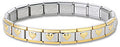 Italian Charm Bracelet Gold Trim Hearts 9mm Stainless Steel