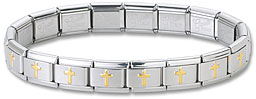 Italian Charm Bracelet 9mm Gold Cross Stainless Steel
