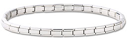 Silver Italian Charm Bracelet 4mm Slim Stainless Steel Modular Links