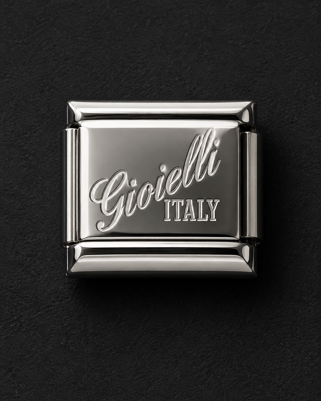 Gioielli Italy 9mm Diamond Etched Italian Charm Bracelet