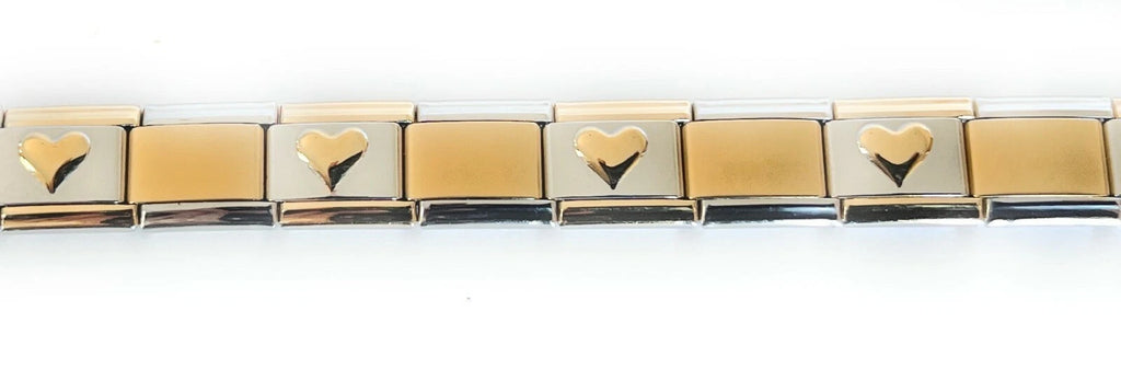 Gold Heart Accent Italian Charm Bracelet 9mm Stainless Steel
