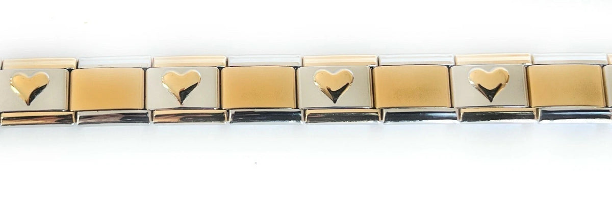 Gold Heart Accent Italian Charm Bracelet 9mm Stainless Steel
