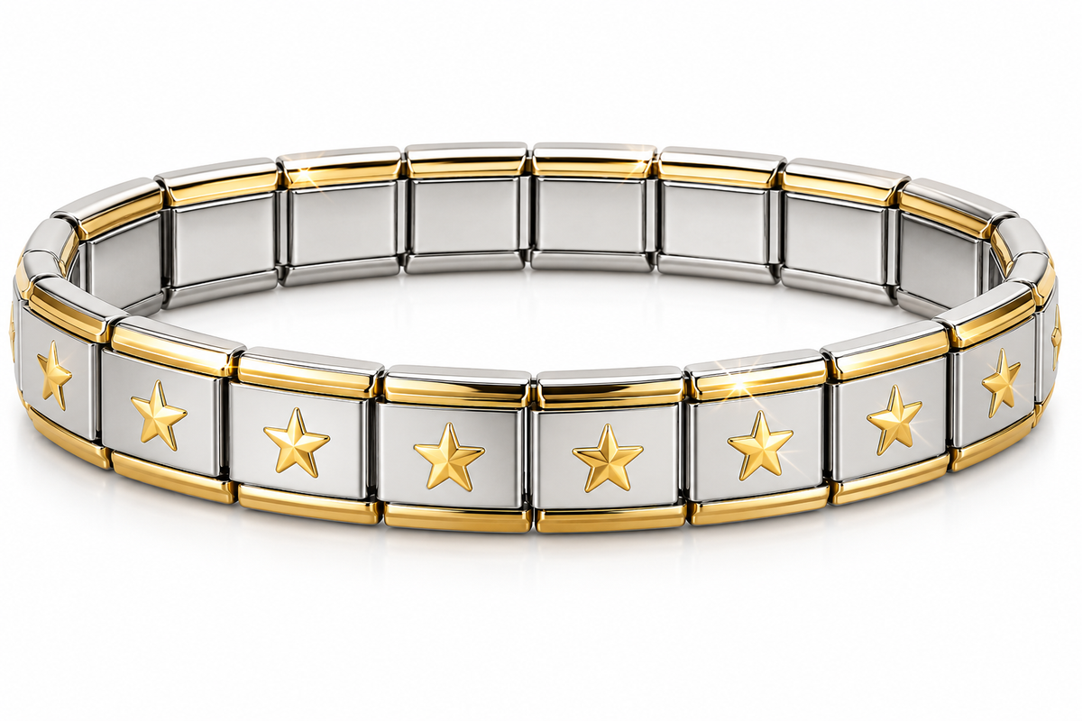 Italian Charm Bracelet 9mm Gold Star Stainless Steel