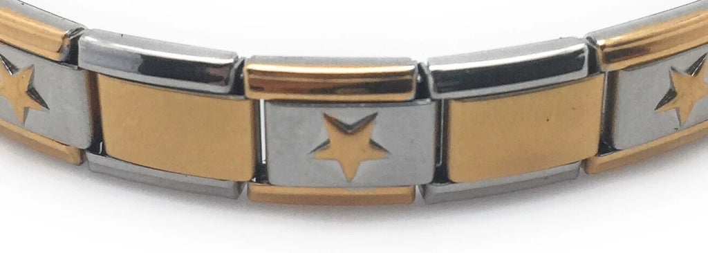 Gold Star Accent Italian Charm Bracelet – 9mm Stainless Steel